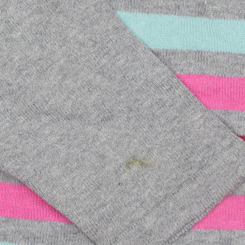 Young Dimension Girls Grey Striped Long Sleeve Cotton Sweater Dress 7-8 Years