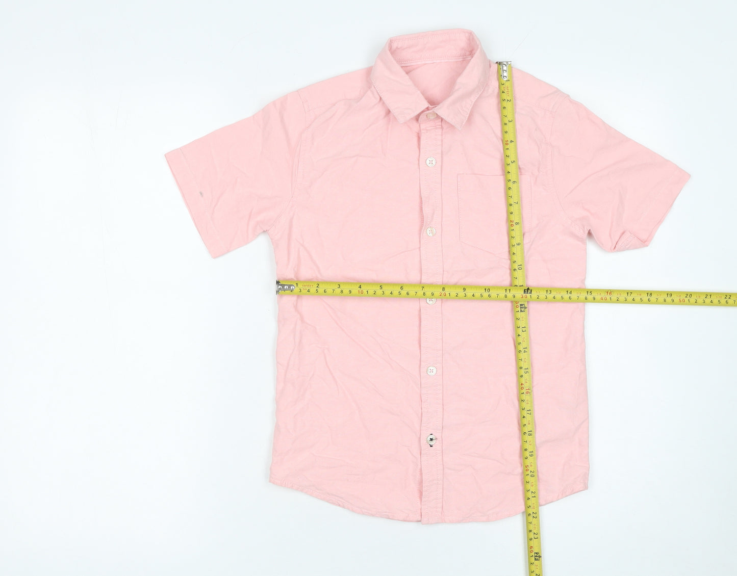St. Bernard for Dunnes Boys Pink Cotton Short Sleeve Button-Up Shirt 9 Years