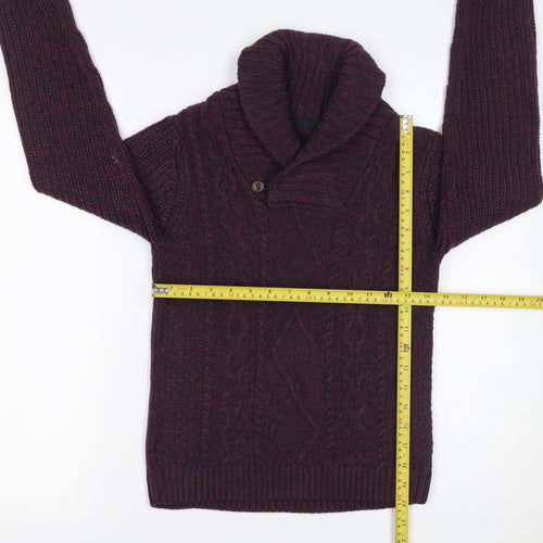 St. Bernard for Dunnes Stores Boys Burgundy Cable-Knit Shawl Collar Jumper Age 10-11