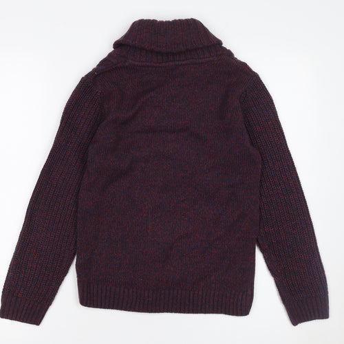 St. Bernard for Dunnes Stores Boys Burgundy Cable-Knit Shawl Collar Jumper Age 10-11