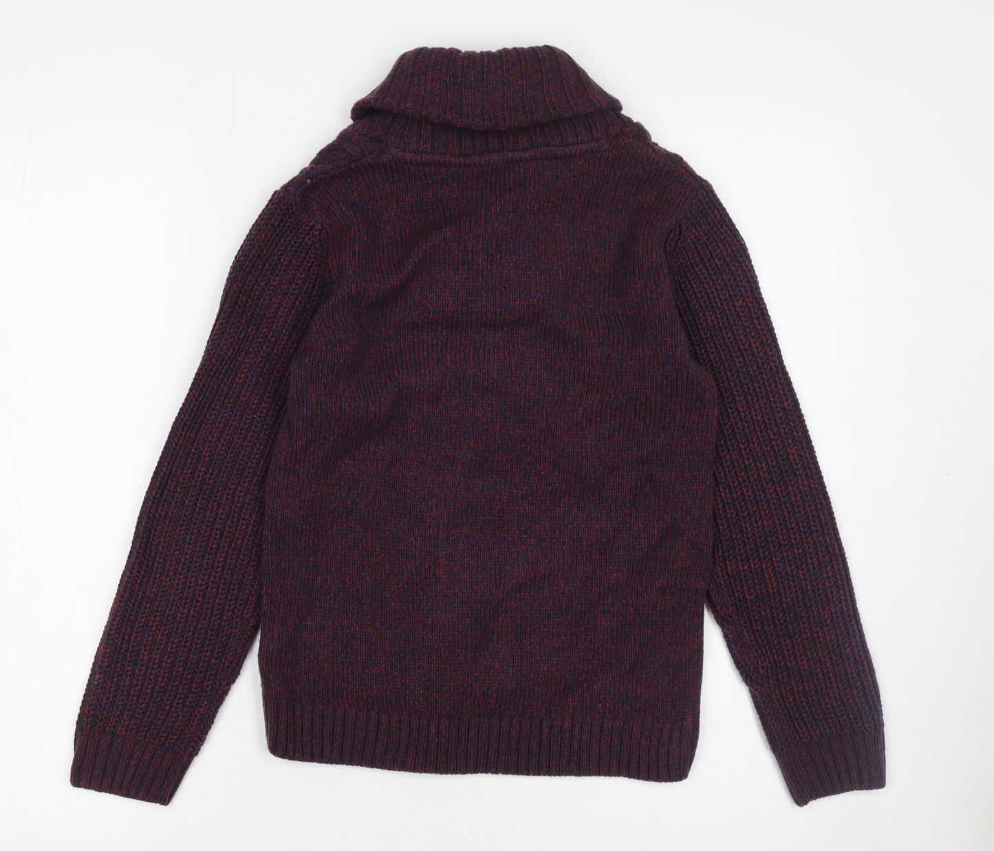 St. Bernard for Dunnes Stores Boys Burgundy Cable-Knit Shawl Collar Jumper Age 10-11