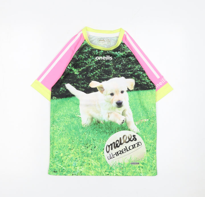 O'Neills Girls Multicoloured Dog Print Koolite Sports T-Shirt 9-10 Years