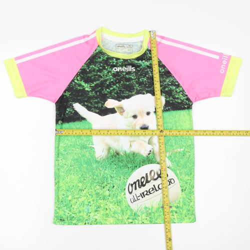 O'Neills Girls Multicoloured Dog Print Koolite Sports T-Shirt 9-10 Years