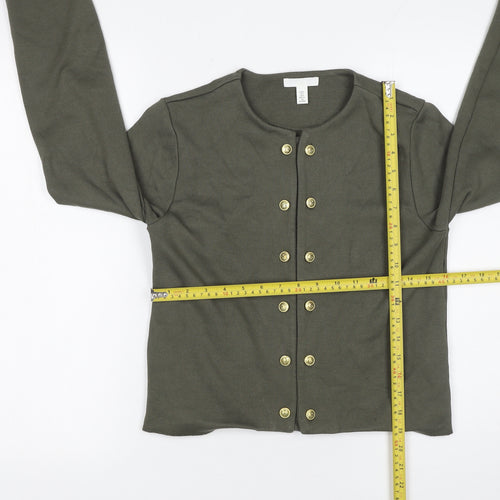 H&M Womens Khaki Green Cardigan Button Front Long Sleeve Size S