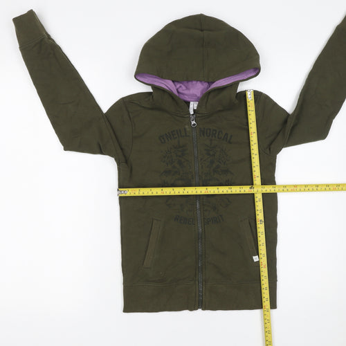 O'Neill Boys Green Full Zip Hoodie 10 Years Cotton Jersey Casual