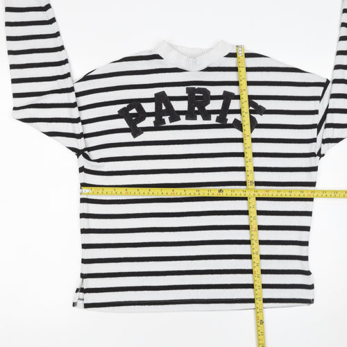 F&F Women’s Black White Striped Paris Jumper Size S Long Sleeve