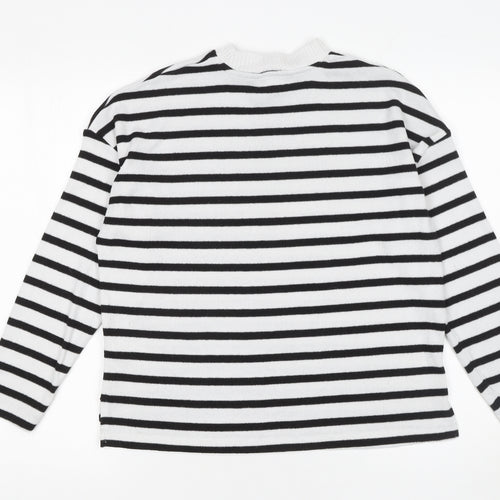 F&F Women’s Black White Striped Paris Jumper Size S Long Sleeve