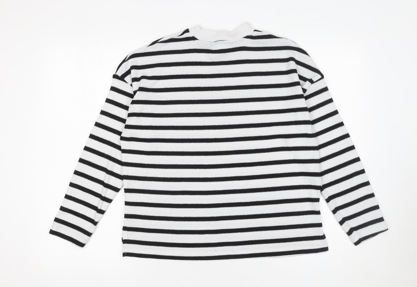 F&F Women’s Black White Striped Paris Jumper Size S Long Sleeve
