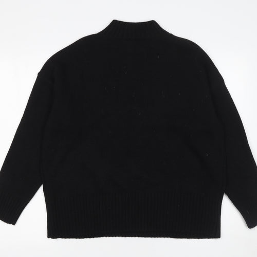 KAOS Jeans Womens Black Mock Neck Funny Face Pullover Jumper Size S