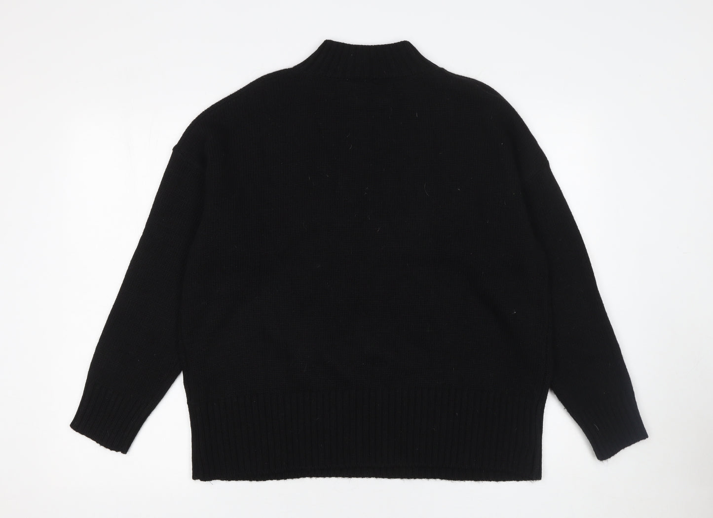 KAOS Jeans Womens Black Mock Neck Funny Face Pullover Jumper Size S