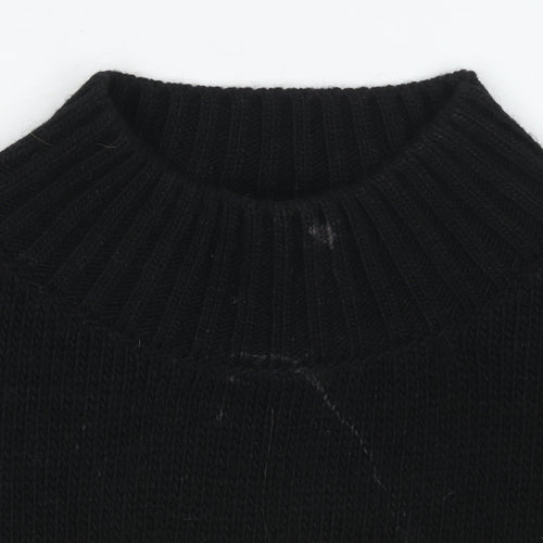 KAOS Jeans Womens Black Mock Neck Funny Face Pullover Jumper Size S