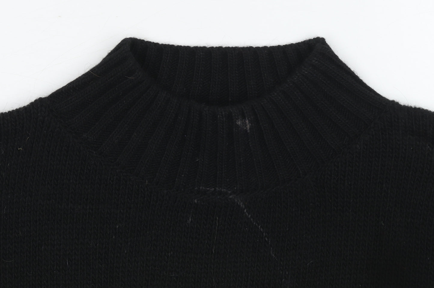KAOS Jeans Womens Black Mock Neck Funny Face Pullover Jumper Size S