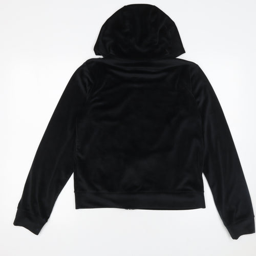 Primark Girls Black Velour Full Zip Butterfly Hoodie 14-15 Years