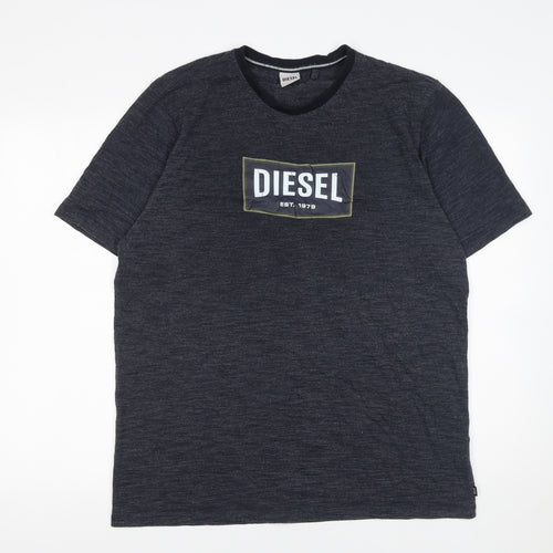 Diesel Men’s Black Logo Crew Neck Short Sleeve T-Shirt Size L