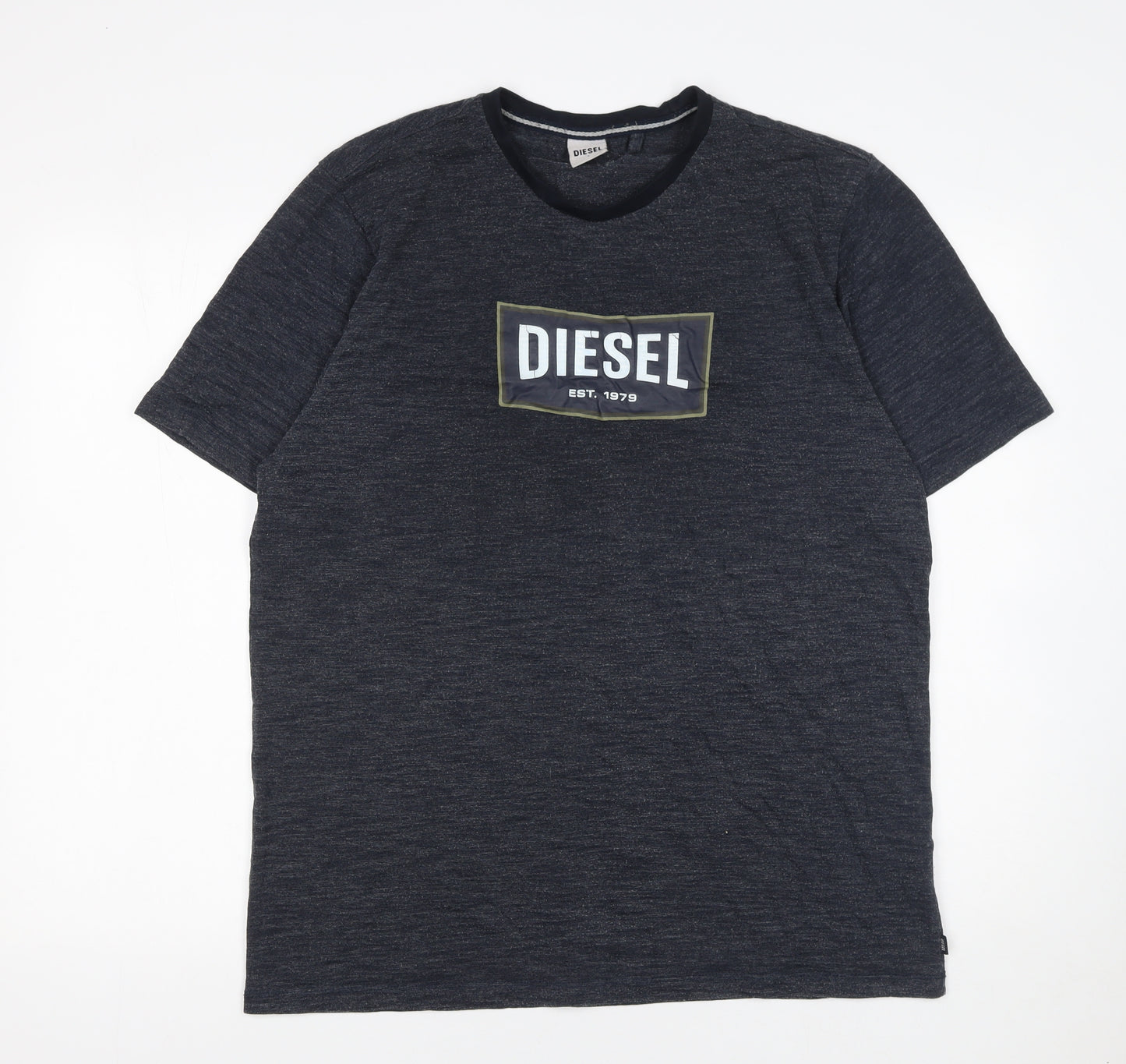 Diesel Men’s Black Logo Crew Neck Short Sleeve T-Shirt Size L