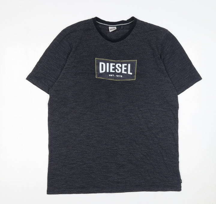 Diesel Men’s Black Logo Crew Neck Short Sleeve T-Shirt Size L