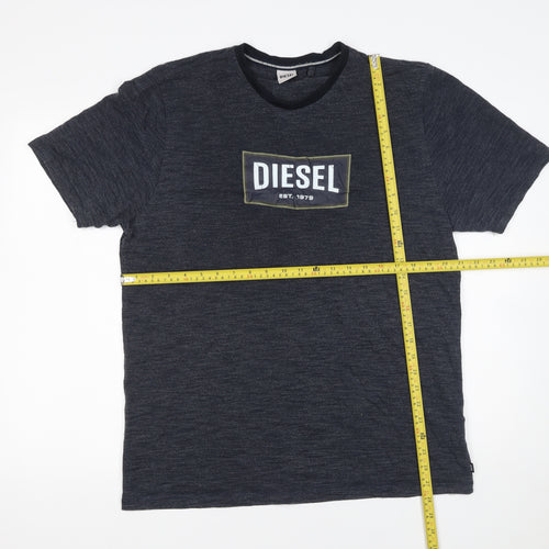 Diesel Men’s Black Logo Crew Neck Short Sleeve T-Shirt Size L