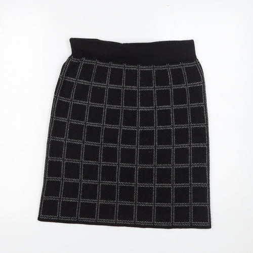 KENAR Women's Black Checked Knit Pencil Skirt Size S