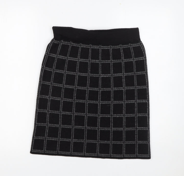 KENAR Women's Black Checked Knit Pencil Skirt Size S