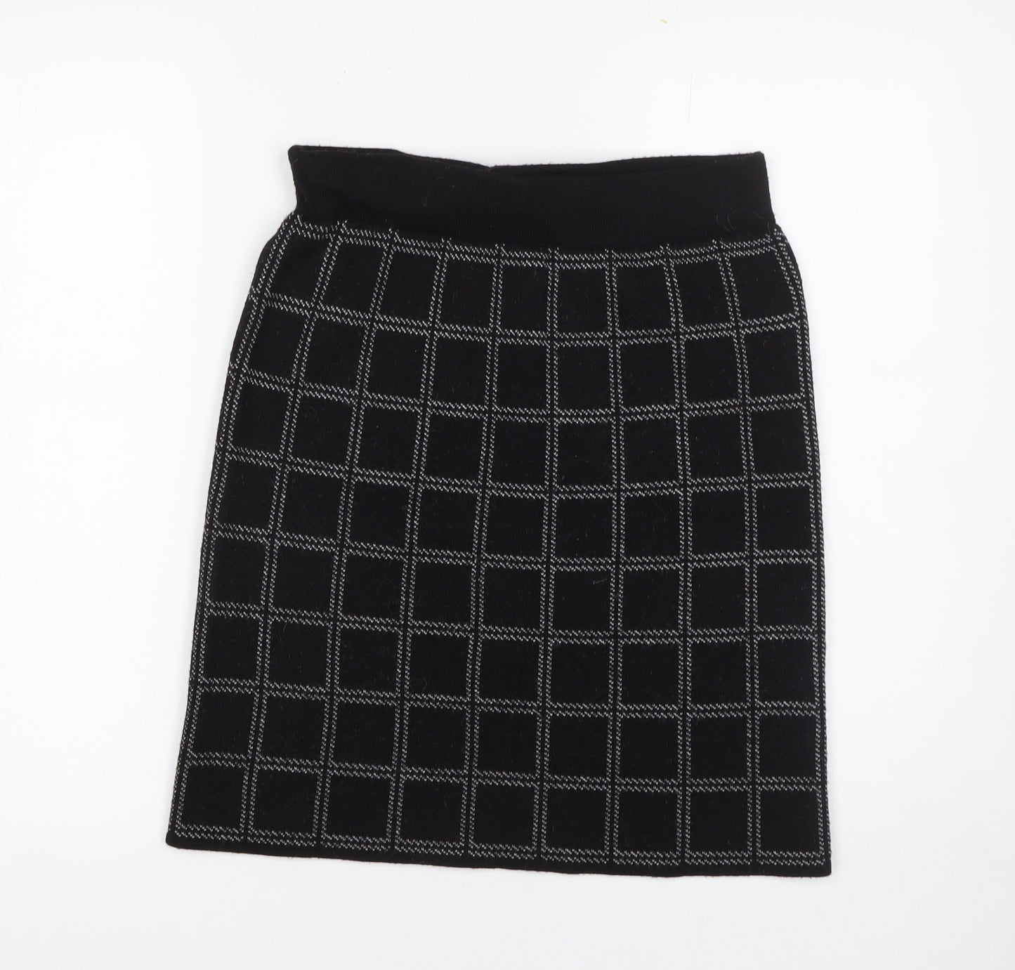 KENAR Women's Black Checked Knit Pencil Skirt Size S