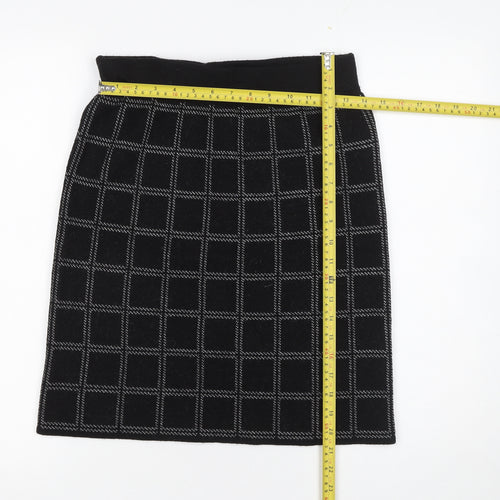 KENAR Women's Black Checked Knit Pencil Skirt Size S
