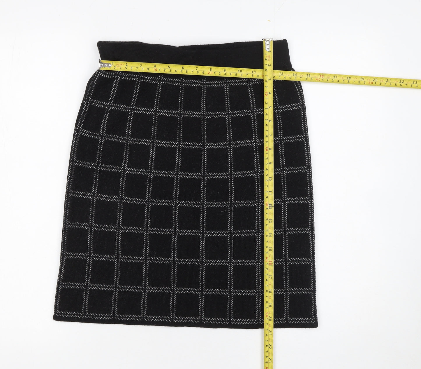 KENAR Women's Black Checked Knit Pencil Skirt Size S