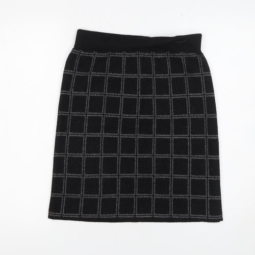 KENAR Women's Black Checked Knit Pencil Skirt Size S