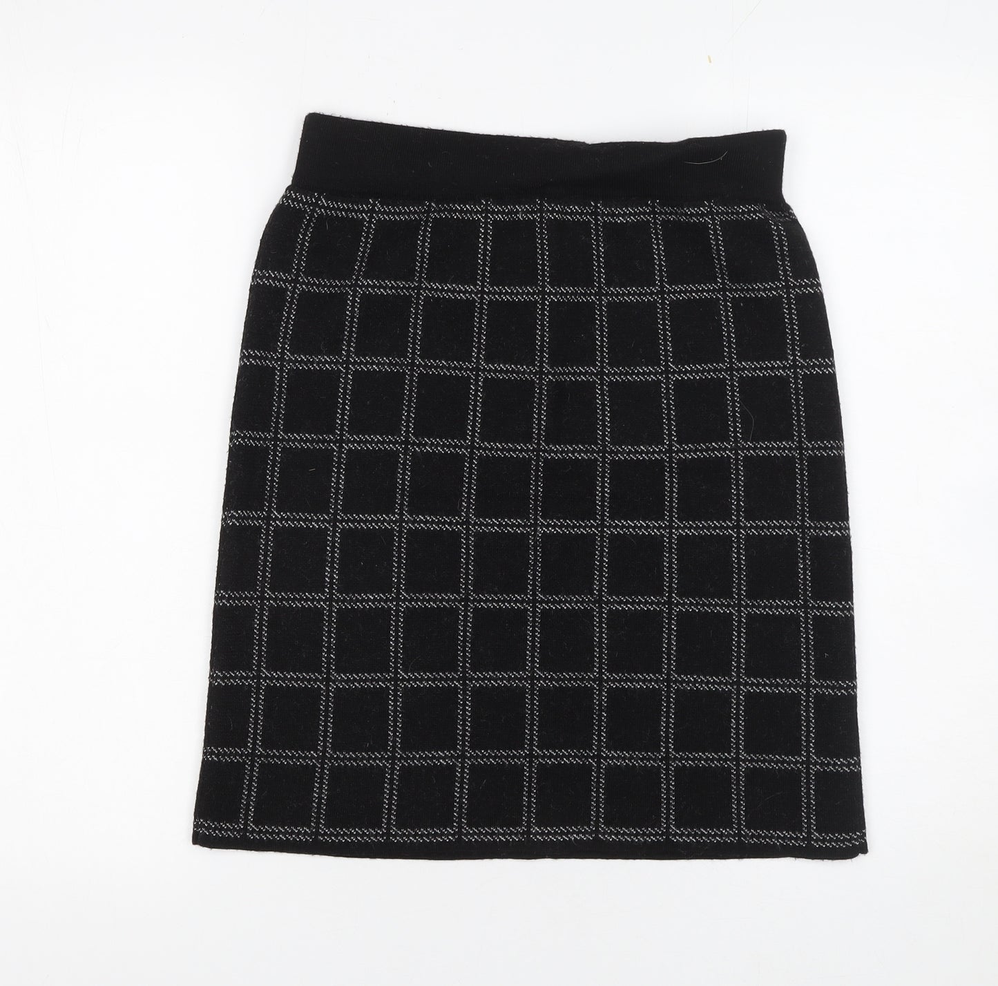 KENAR Women's Black Checked Knit Pencil Skirt Size S