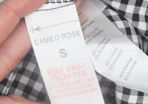 Cameo Rose Womens Black Gingham Sleeveless Smocked Peplum Top Size S