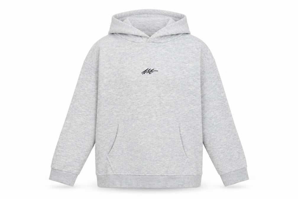 Front view of Next boys’ grey pullover hoodie 8 years cotton blend casual sweatshirt