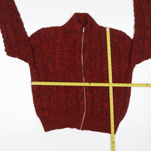New Look Women’s Red Cable Knit Full Zip Jumper Size L