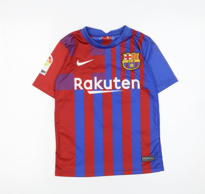 Nike Boys Red Blue Barcelona FC Football Shirt 8 Years Jersey Dri-Fit