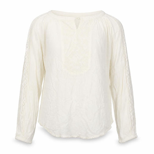 H&M Girls Ivory Lace Tunic Blouse 9-10 Years Lightweight Viscose Top