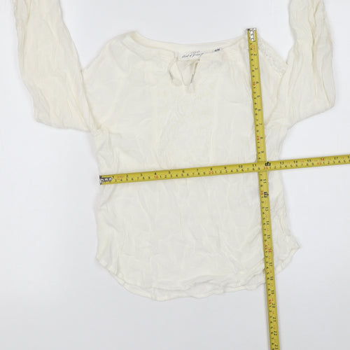 H&M Girls Ivory Lace Tunic Blouse 9-10 Years Lightweight Viscose Top