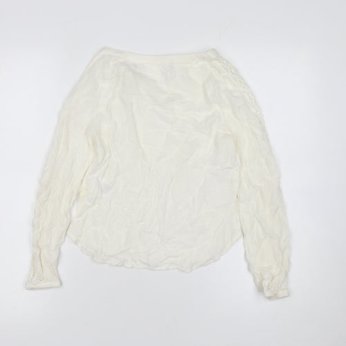 H&M Girls Ivory Lace Tunic Blouse 9-10 Years Lightweight Viscose Top