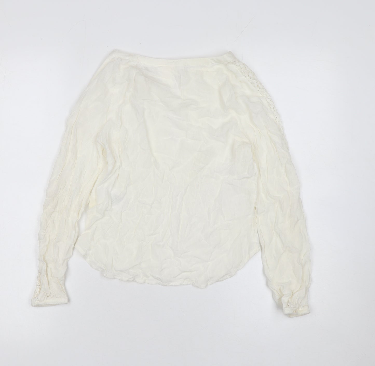 H&M Girls Ivory Lace Tunic Blouse 9-10 Years Lightweight Viscose Top
