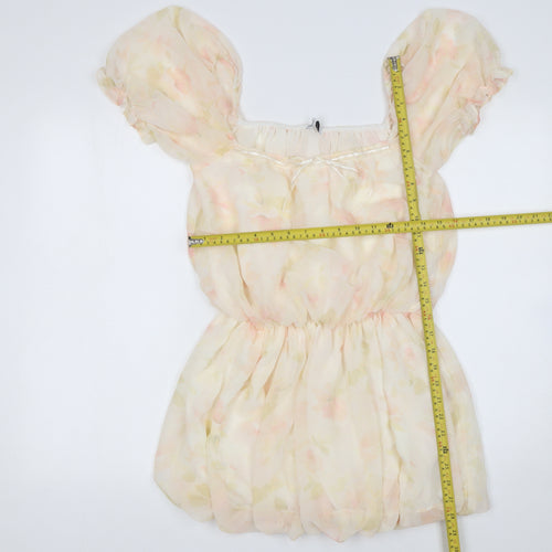Bershka Women’s Floral Short Puff Sleeve Fit & Flare Dress S