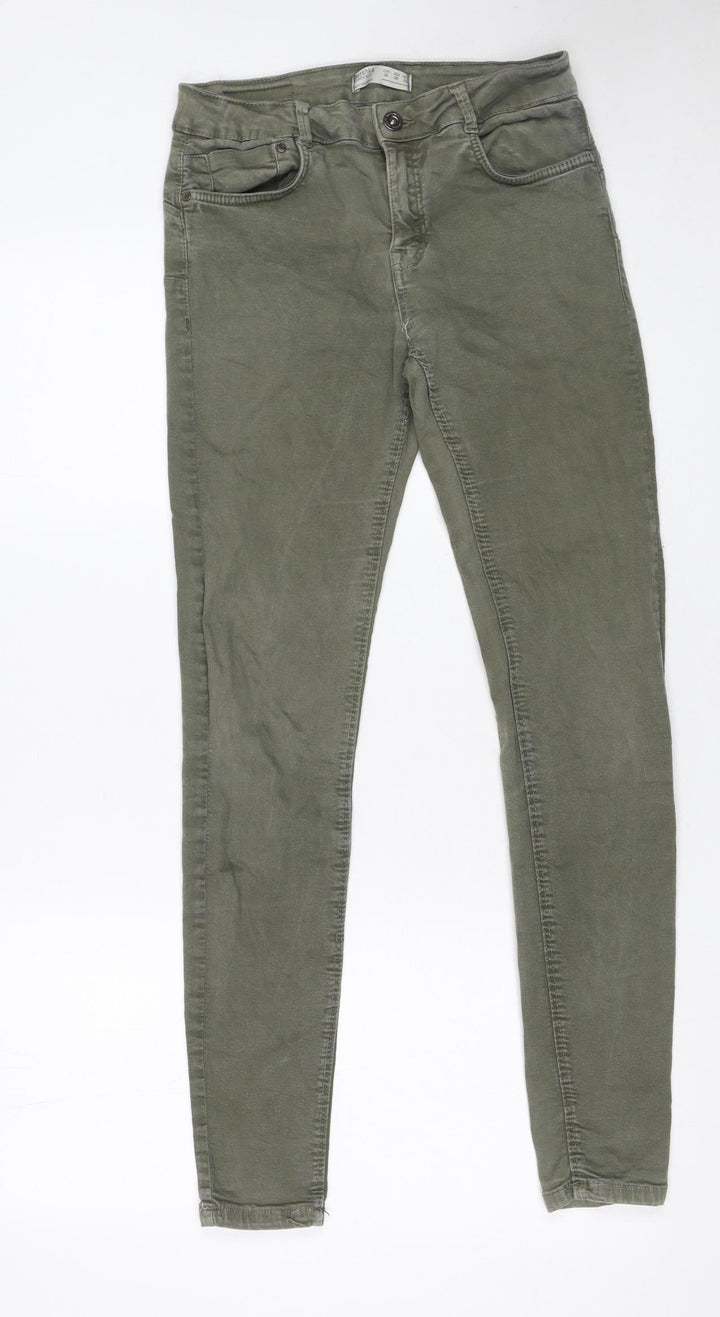 Bershka Women's Green Skinny Stretch Jeans Size 10 Slim Fit