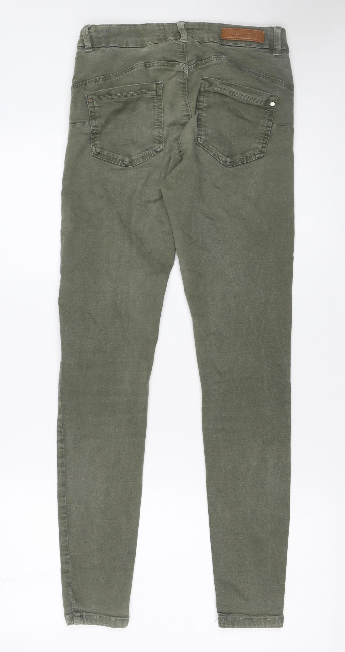 Bershka Women's Green Skinny Stretch Jeans Size 10 Slim Fit