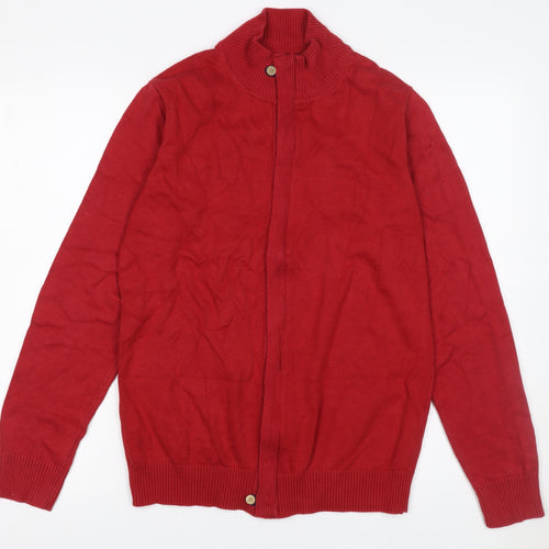 NEGRO YOUTH FEVER Men's Red XL Full Zip Cotton Jumper