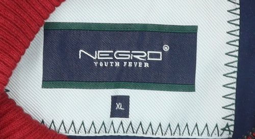 NEGRO YOUTH FEVER Men's Red XL Full Zip Cotton Jumper