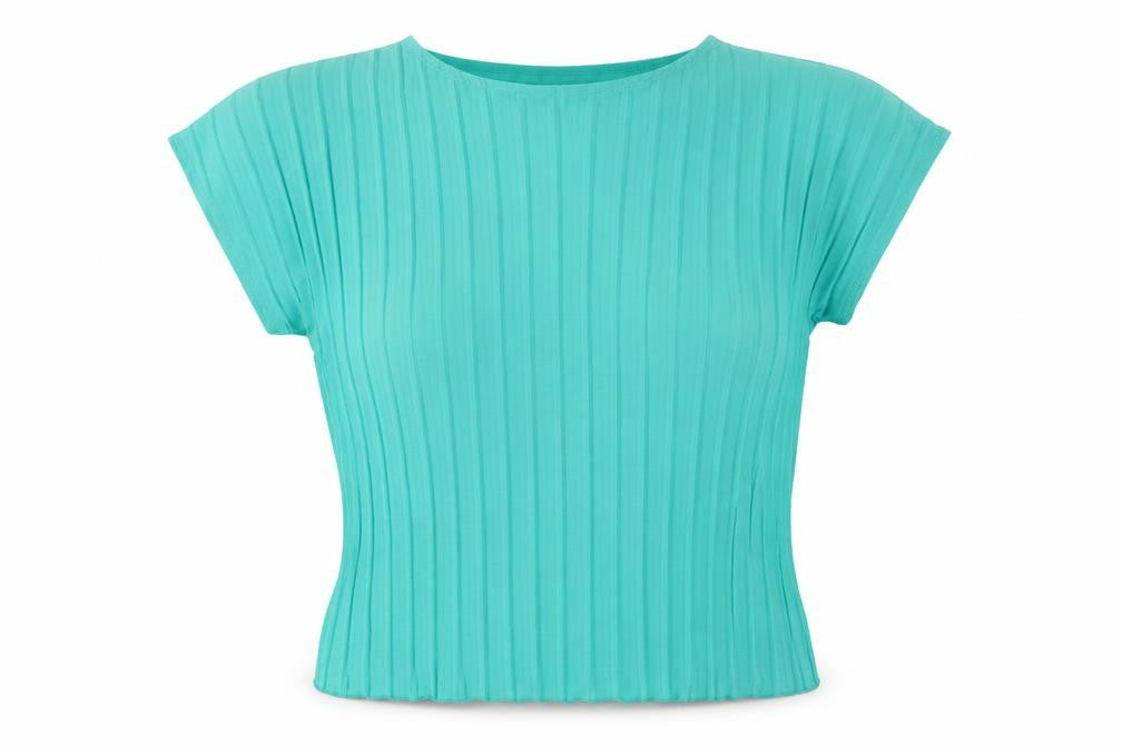 Front view of Gallery women’s green xs basic pleated short sleeve blouse
