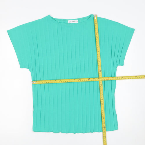 Gallery Womens Green XS Basic Pleated Short Sleeve Blouse