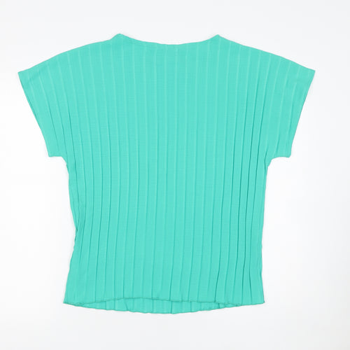 Gallery Womens Green XS Basic Pleated Short Sleeve Blouse
