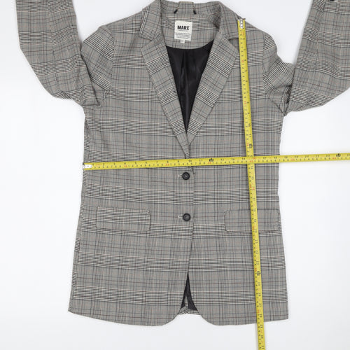 MARX Women’s Grey Check Single Breasted Blazer Jacket Size M