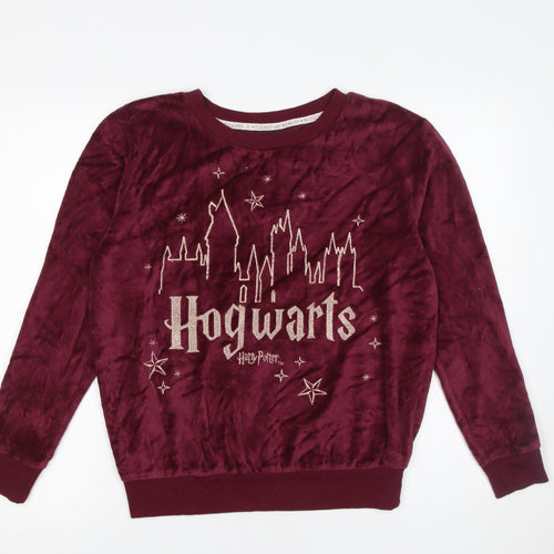 Harry Potter Women's Red Velour Hogwarts Pyjama Top XS