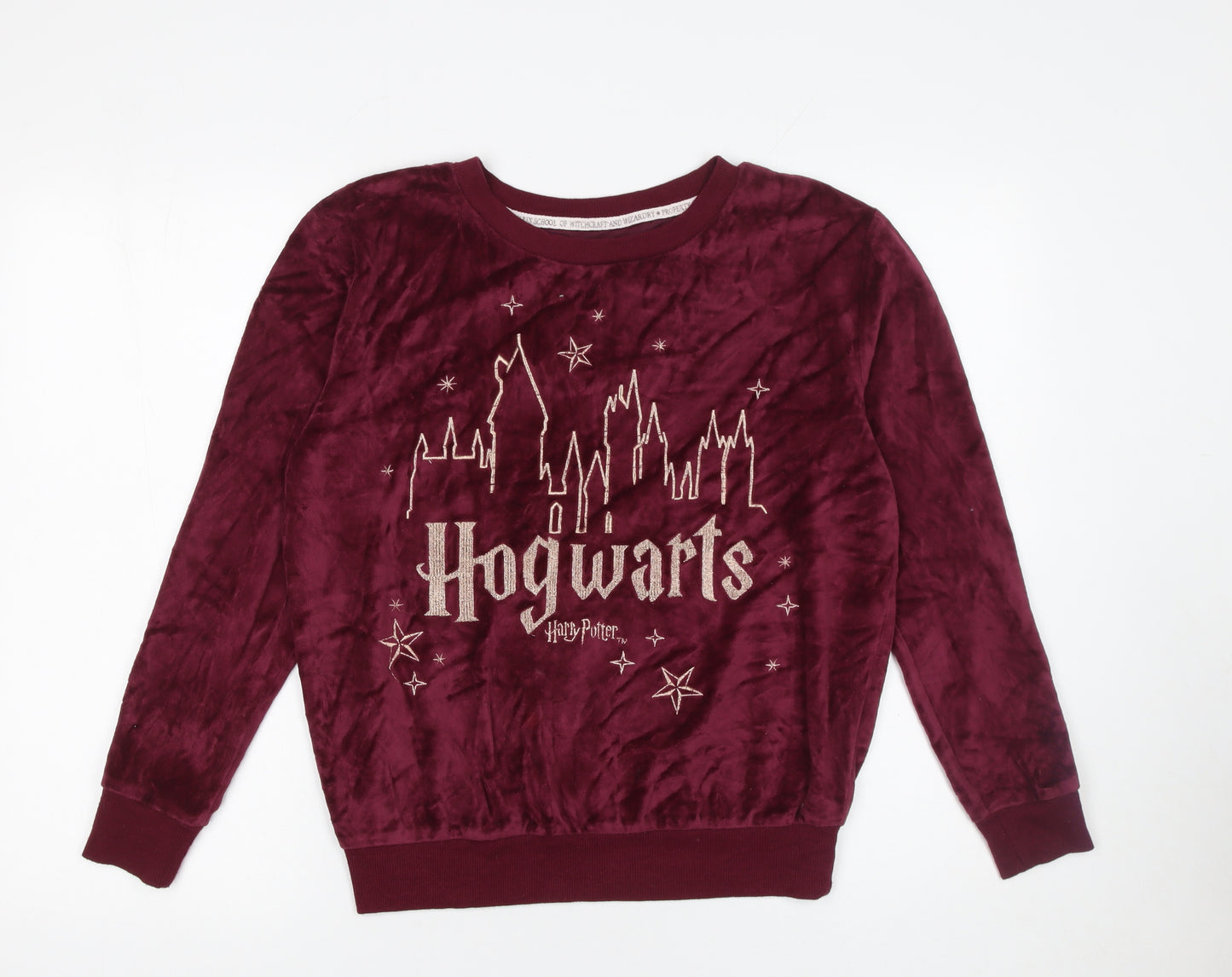 Harry Potter Women's Red Velour Hogwarts Pyjama Top XS