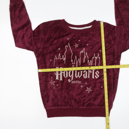 Harry Potter Women's Red Velour Hogwarts Pyjama Top XS