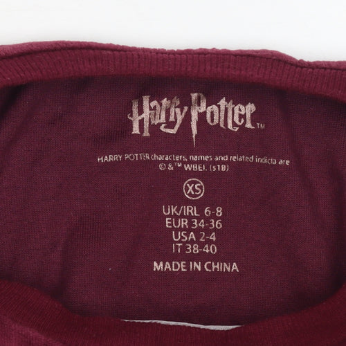 Harry Potter Women's Red Velour Hogwarts Pyjama Top XS