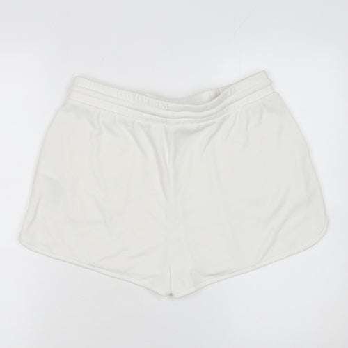 Zara Women White Sweat Shorts L Lightweight Casual Drawstring
